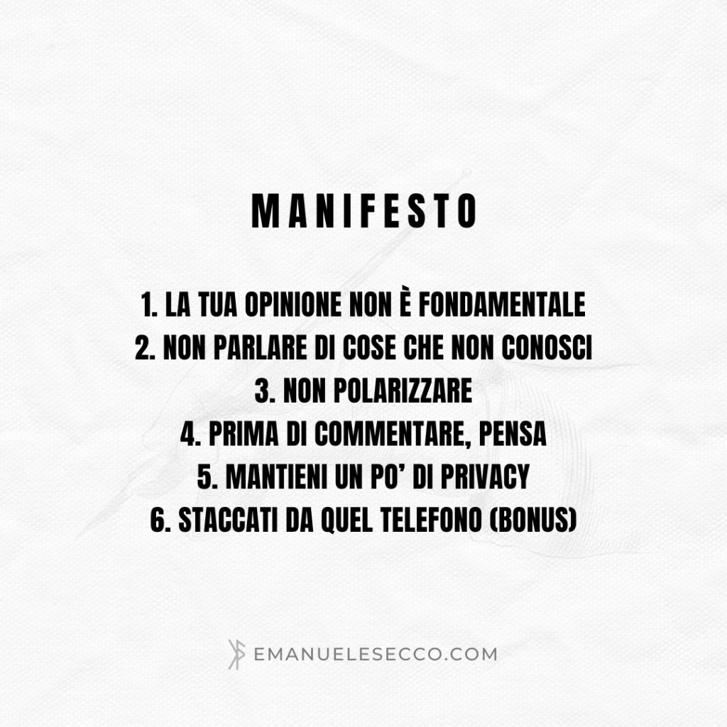 manifesto opinioni commenti social media emanuele secco scrittore copywriter testo